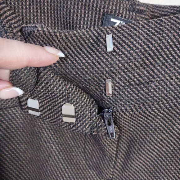7th Avenue Design Studio New York & Company Brown Tweed Style Trousers Size 4P - Picture 6 of 9